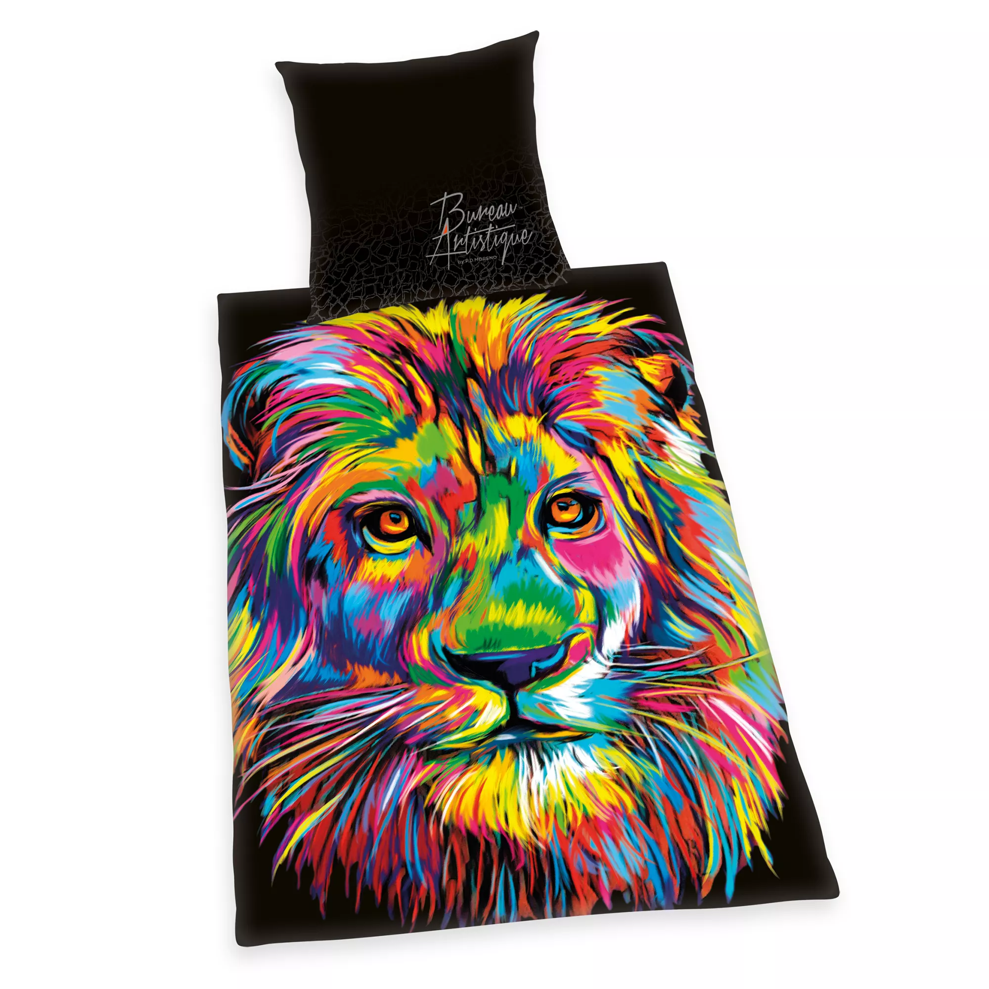 P.D. Moreno™ Wendebettwäsche Löwe Baumwoll Satin Einzelbett, 2tlg.