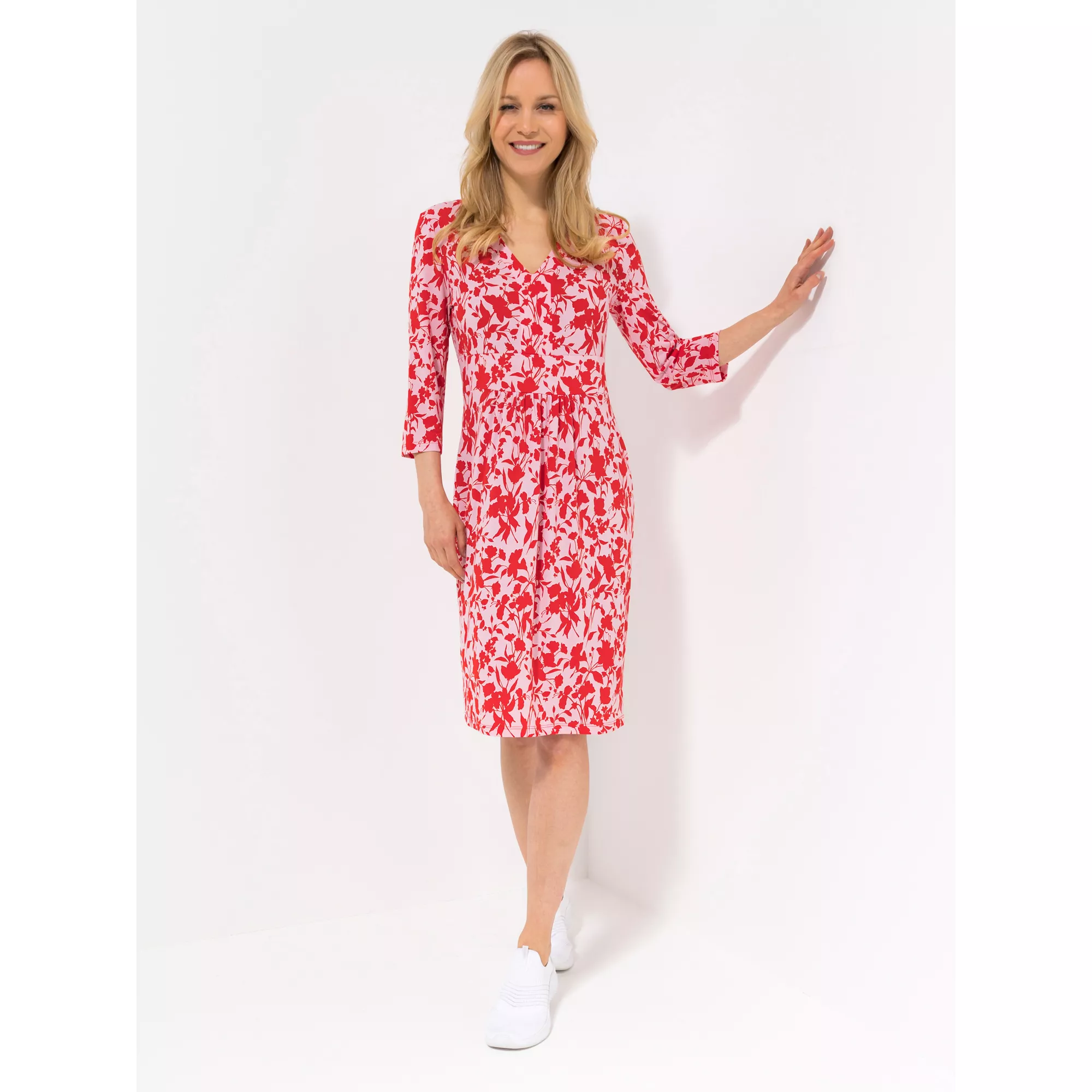 B-Ware KIM & CO. Kleid, 3/4-Arm Brazil Knit Jersey V-Ausschnitt