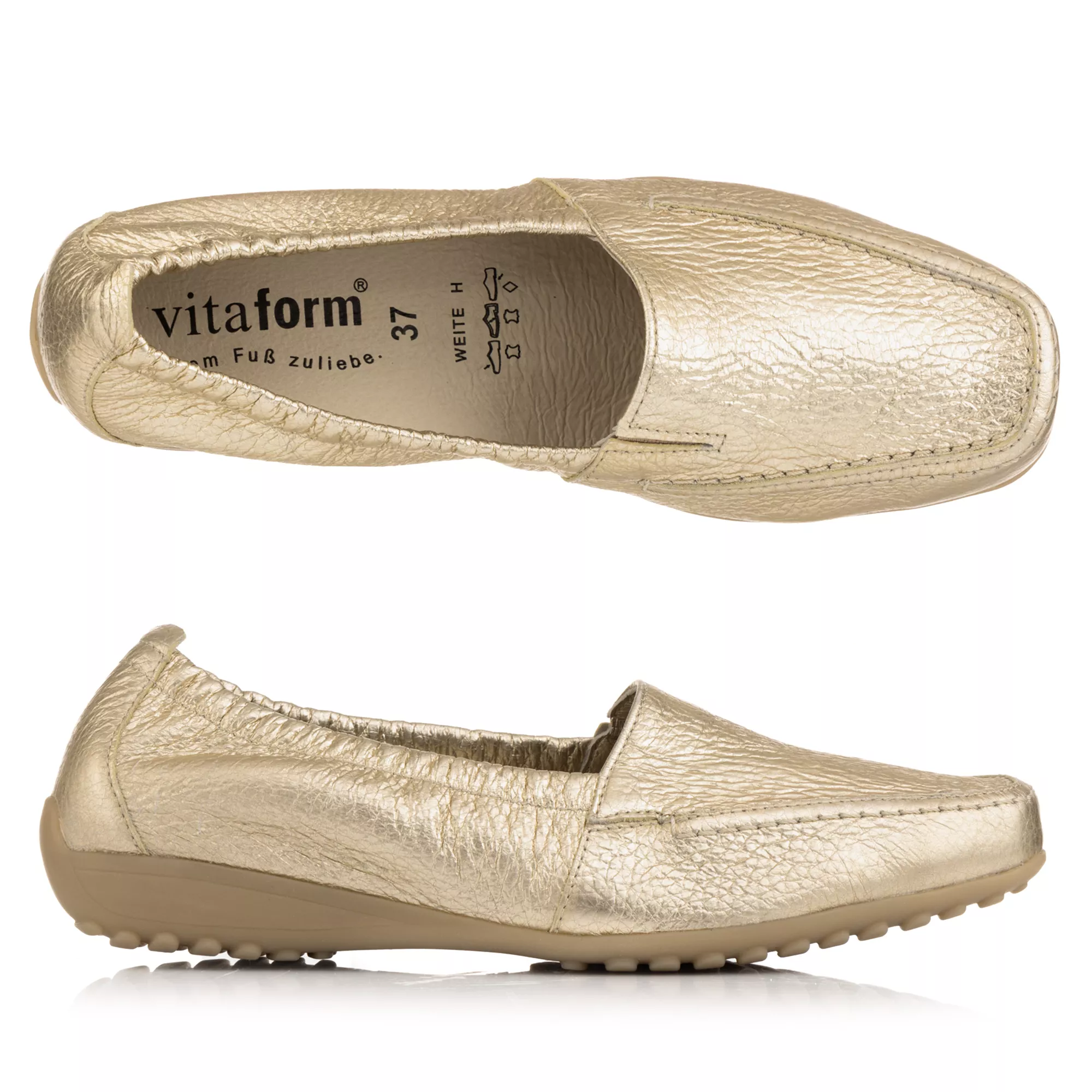 B-Ware VITAFORM Damen- Mokassin Hirschleder metallic