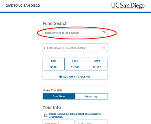 Screenshot of donation interface