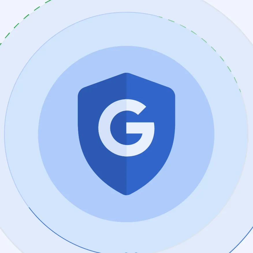 Graphic of a blue shield with a G on it