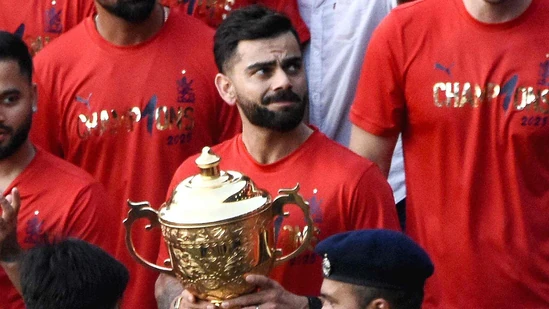 Virat Kohli won the IPL 2025 title with RCB.(AFP) Virat Kohli won the IPL 2025 title with RCB.(AFP)