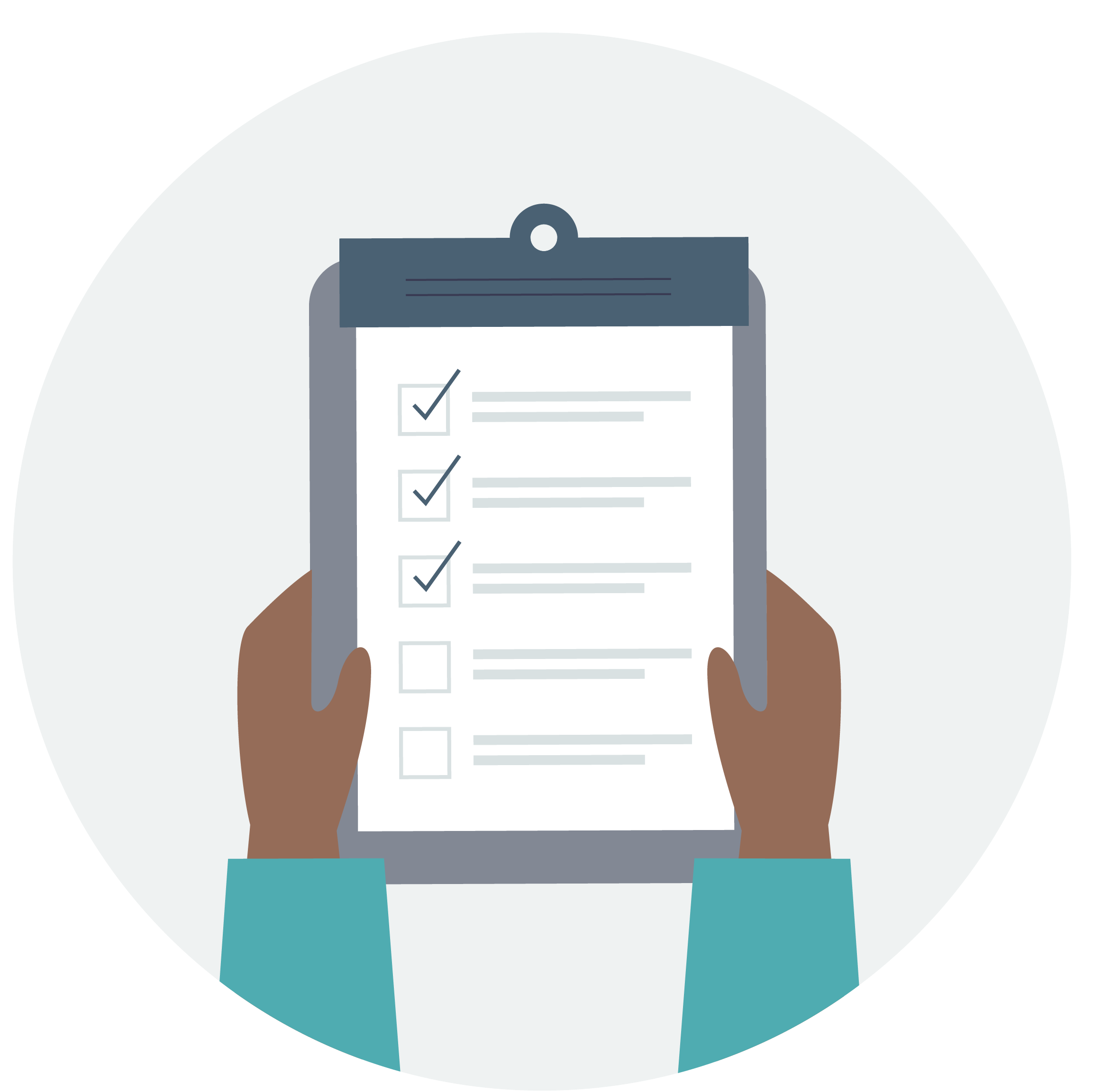 hands holding a clipboard and checklist