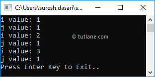 C# Nested While Loop Example Result
